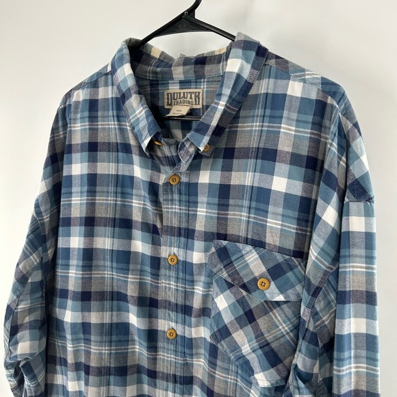 Duluth Trading Co. Size 3XL Blue Plaid Flannel Button Down Long Sleeve Shirt - Picture 2 of 14